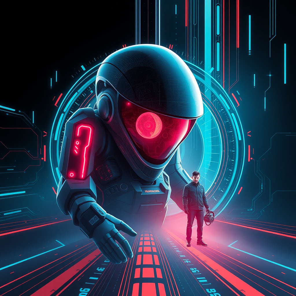 Modern sci-fi tech movie poster